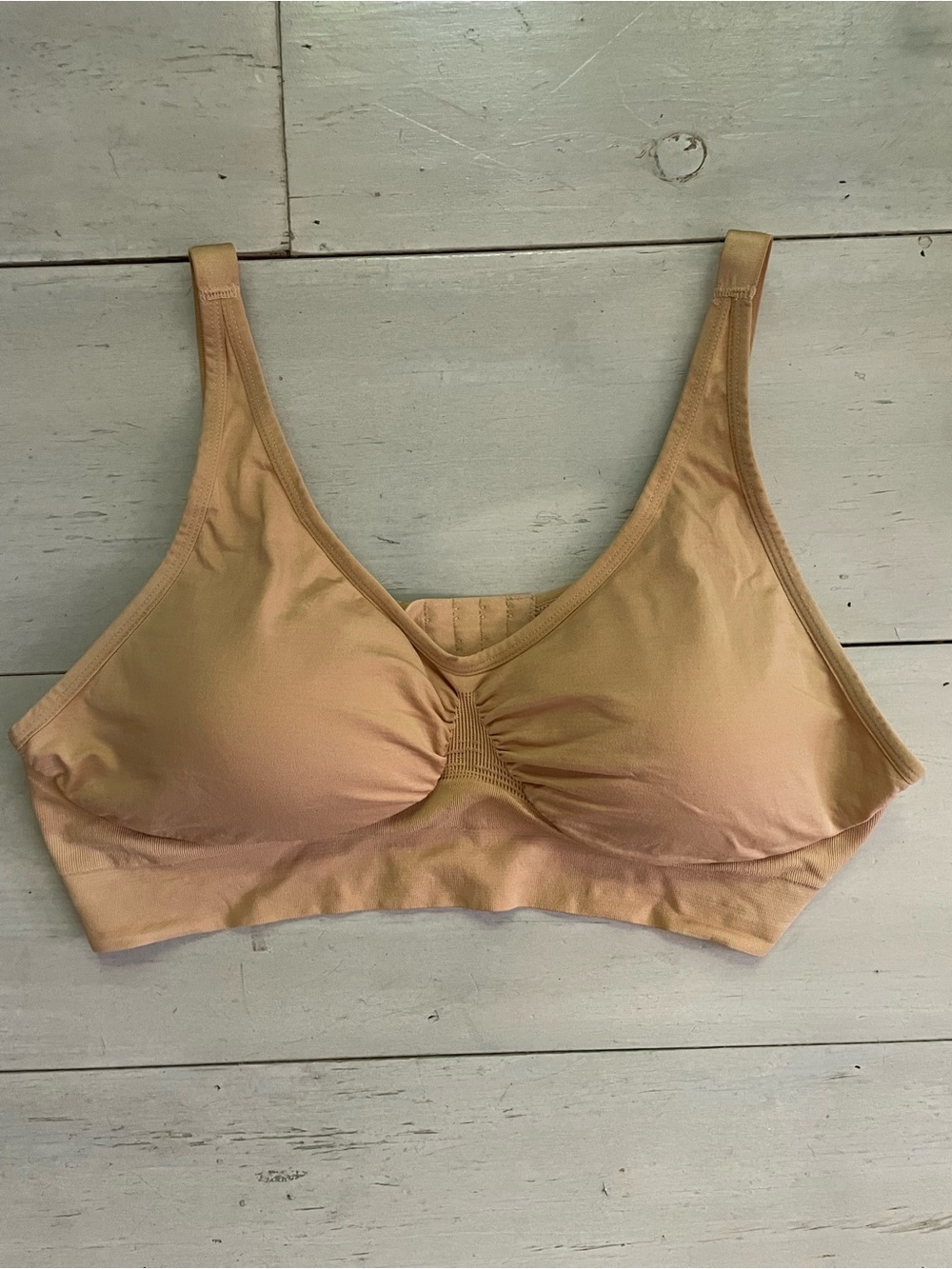 AnyBody Nude Wireless Cup Lift Stretch Bra Size 1X Four Row Close Neutral